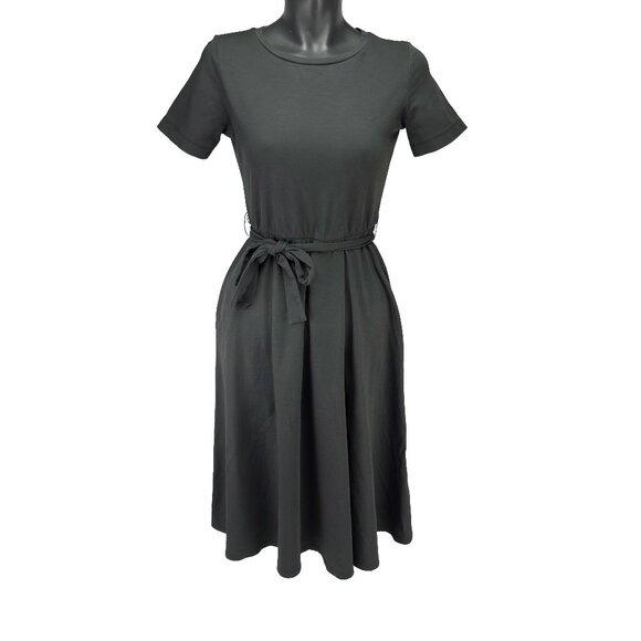 WEEKEND MAXMARA w/ Elastic + Tie Waist Green Midi Jersey Shirt Dress Size S - Picture 2 of 6